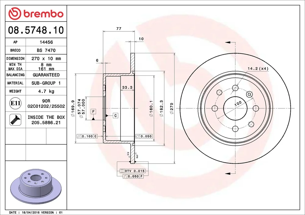 Brzdový kotouč BREMBO 08.5748.10