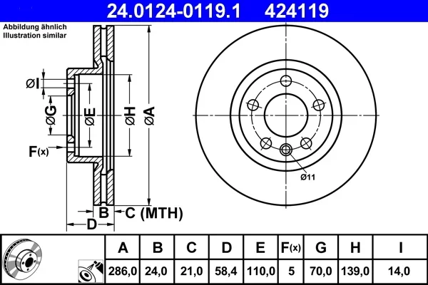 Brzdový kotouč ATE 24.0124-0119.1