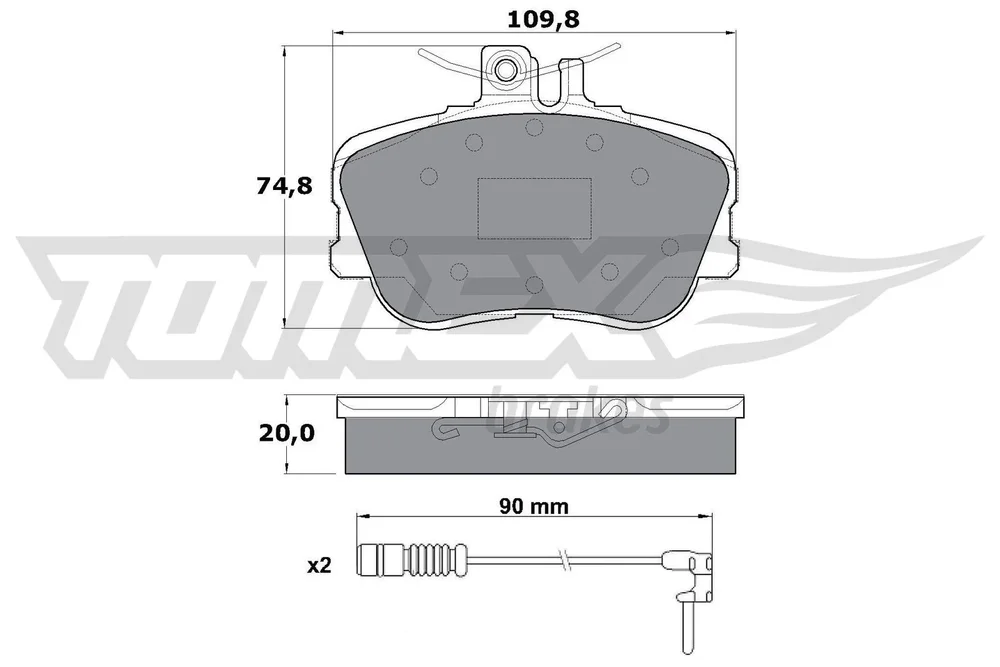 Sada brzdových destiček, kotoučová brzda Tomex Brakes TX11-461