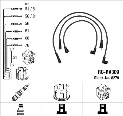 Sada kabelů pro zapalování NGK 8279 – OE RTC6551