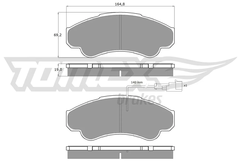 Sada brzdových destiček, kotoučová brzda Tomex Brakes TX12-47