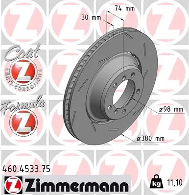 Brzdový kotouč ZIMMERMANN 460.4533.75 – OE 971615602G