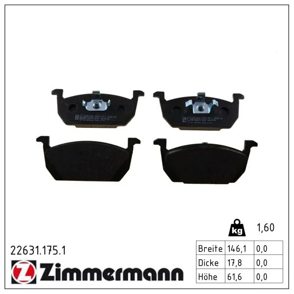 Sada brzdových destiček, kotoučová brzda ZIMMERMANN 22631.175.1