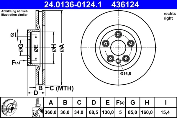 Brzdový kotouč ATE 24.0136-0124.1
