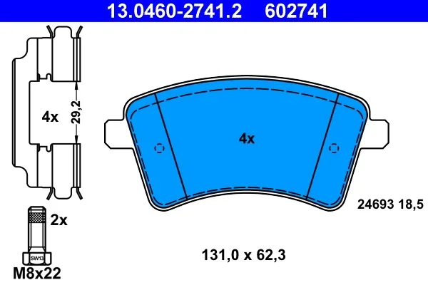 Sada brzdových destiček, kotoučová brzda ATE 13.0460-2741.2