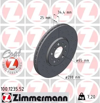 Brzdový kotouč ZIMMERMANN 100.1235.52