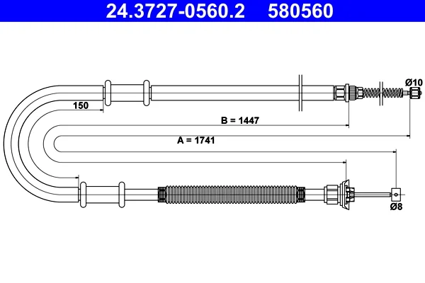 Tazne lanko, parkovaci brzda ATE 24.3727-0560.2 – OE 46745157