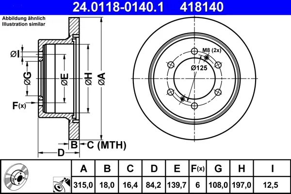Brzdový kotouč ATE 24.0118-0140.1 – OE MB618797