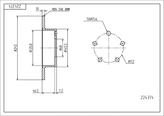 BRZ.KOTOUČ /Z/ AUDI A6 AV.QU.2.5-TDI 01- HART 224374 – OE 4B0615601
