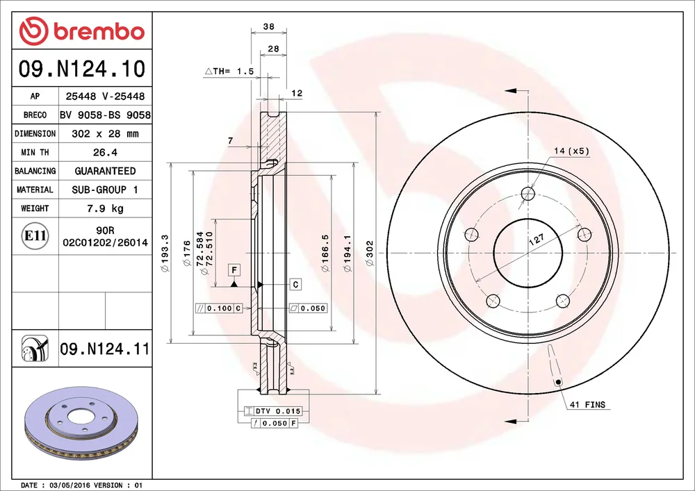 Brzdový kotouč BREMBO 09.N124.11