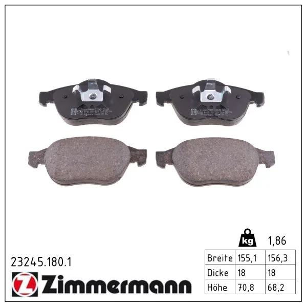 Sada brzdových destiček, kotoučová brzda ZIMMERMANN 23245.180.1