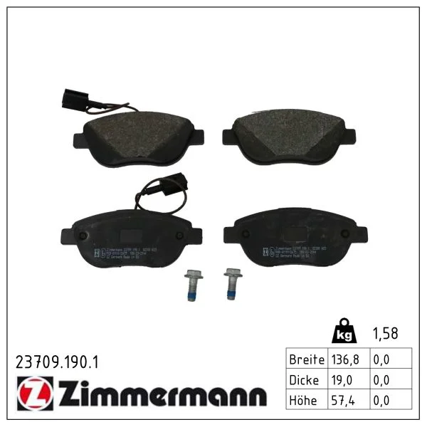 Sada brzdových destiček, kotoučová brzda ZIMMERMANN 23709.190.1