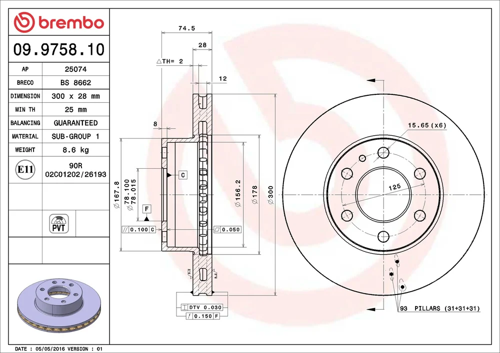 Brzdový kotouč BREMBO 09.9758.10