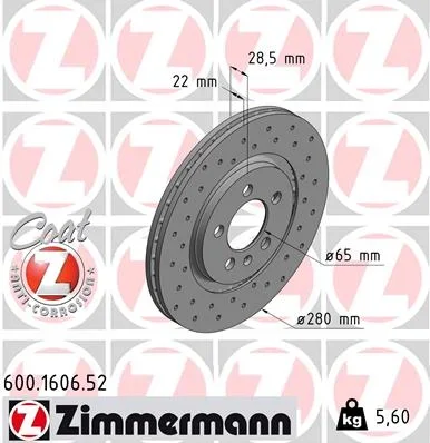 Brzdový kotouč ZIMMERMANN 600.1606.52