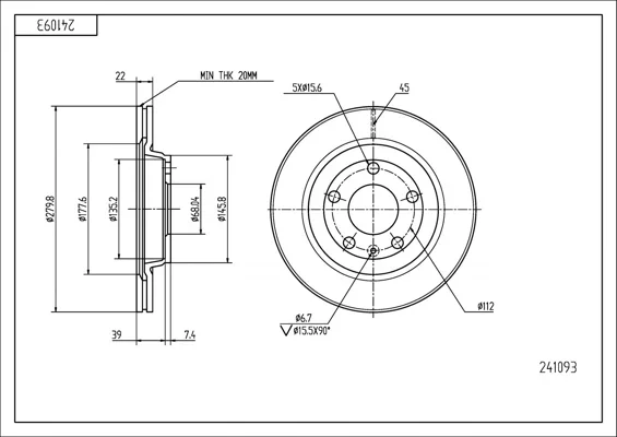 BRZ.KOTOUČ /P/ AUDI A4 1.6 97- /LAK/KPL HART 241093
