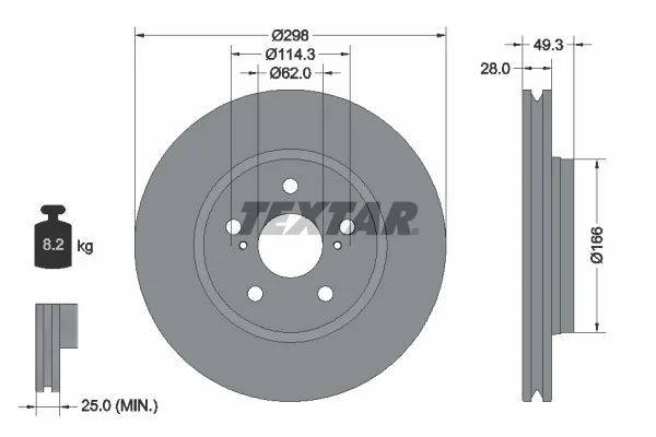Brzdový kotouč TEXTAR 92315703 – OE 43512F4010