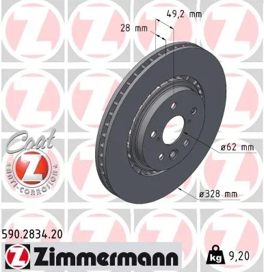 Brzdový kotouč ZIMMERMANN 590.2834.20