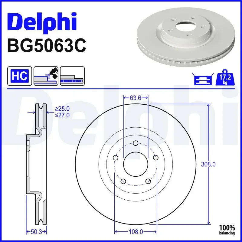 Brzdový kotouč DELPHI BG5063C