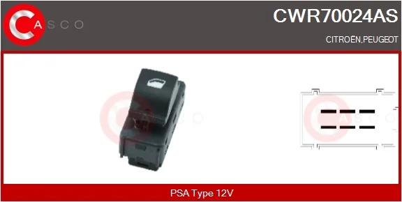 Spínač, zvedací zařízení oken CASCO CWR70024AS – OE 96657927ZD Spínač, zvedací zařízení oken CASCO CWR70024AS – OE 96657927ZD