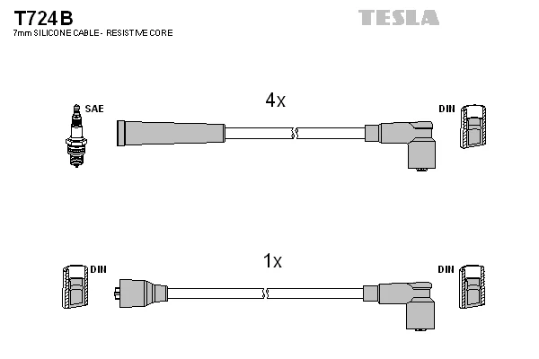 Sada kabelů pro zapalování TESLA T724B