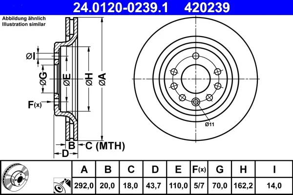 Brzdový kotouč ATE 24.0120-0239.1 – OE 93192627